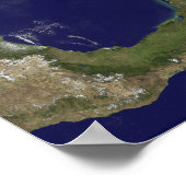 Satelliet-uitzicht van de oostkust van de Verenigd Poster (Hoek)