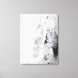 Satelliet-uitzicht van de oostkust van Greenlan Canvas Afdruk