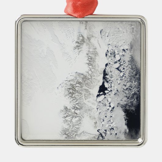 Satelliet-uitzicht van de oostkust van Greenlan Metalen Ornament (Voorkant)