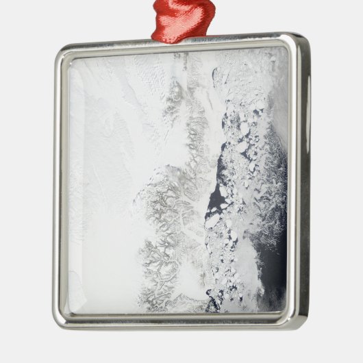 Satelliet-uitzicht van de oostkust van Greenlan Metalen Ornament (Links)