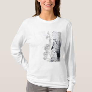 Satelliet-uitzicht van de oostkust van Greenlan T-shirt