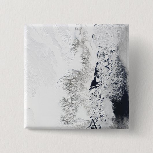 Satelliet-uitzicht van de oostkust van Greenlan Vierkante Button 5,1 Cm (Voorkant)