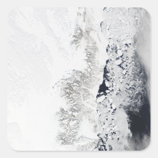 Satelliet-uitzicht van de oostkust van Greenlan Vierkante Sticker (Voorkant)