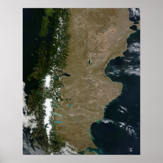 Satelliet-uitzicht van de regio Patagonia Poster (Voorkant)
