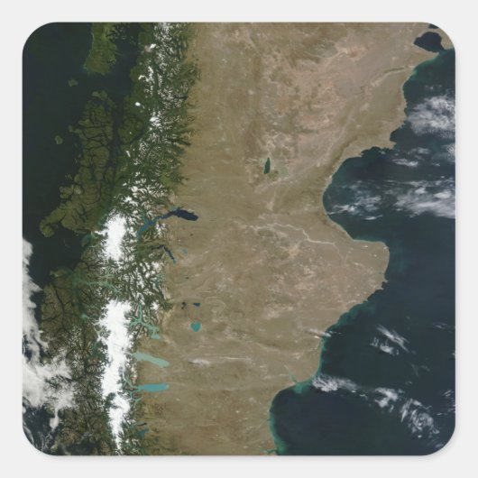 Satelliet-uitzicht van de regio Patagonia Vierkante Sticker (Voorkant)