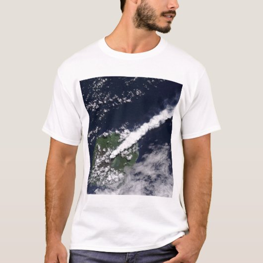 Satelliet uitzicht van een dikke, stoomrijke pluim t-shirt (Voorkant)