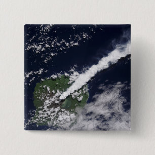 Satelliet uitzicht van een dikke, stoomrijke pluim vierkante button 5,1 cm