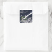 Satelliet uitzicht van een dikke, stoomrijke pluim vierkante sticker (Tas)