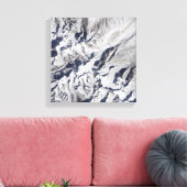 Satelliet-uitzicht van een gletsjer van de Himalay Canvas Afdruk (Insitu (Woonkamer))