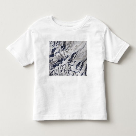 Satelliet-uitzicht van een gletsjer van de Himalay Kinder Shirts (Voorkant)