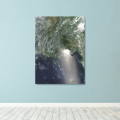 Satelliet-uitzicht van een olieramp canvas afdruk (Insitu (Houten vloer))