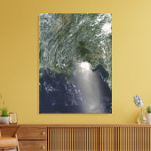 Satelliet-uitzicht van een olieramp canvas afdruk (Insitu (Woonkamer))