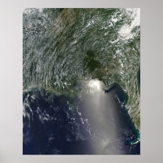 Satelliet-uitzicht van een olieramp poster (Voorkant)