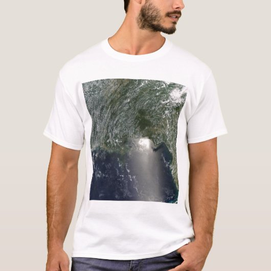 Satelliet-uitzicht van een olieramp t-shirt (Voorkant)