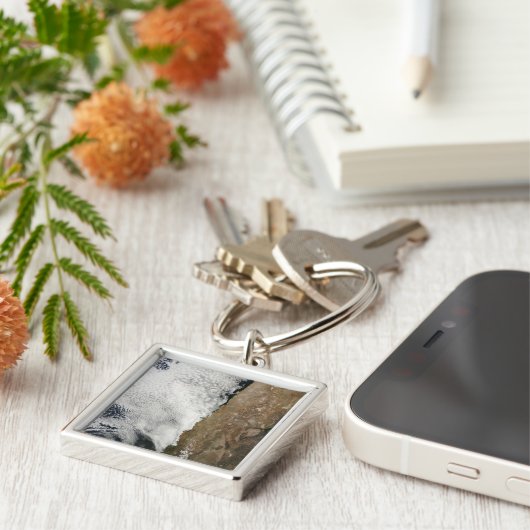 Satelliet-uitzicht van het Andes-gebergte Sleutelhanger (Zijkant)