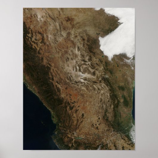 Satelliet-uitzicht van het landschap in Midden-Mex Poster (Voorkant)