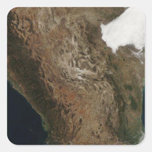 Satelliet-uitzicht van het landschap in Midden-Mex Vierkante Sticker (Voorkant)