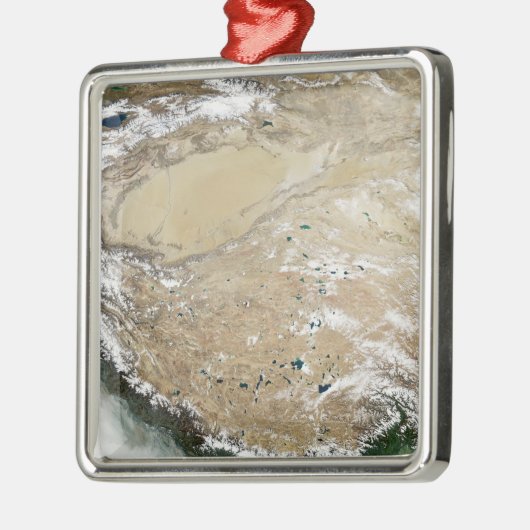 Satelliet-uitzicht van het Tibetaanse Plateau Metalen Ornament (Links)