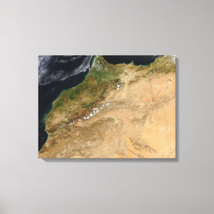 Satelliet-uitzicht van Marokko Canvas Afdruk