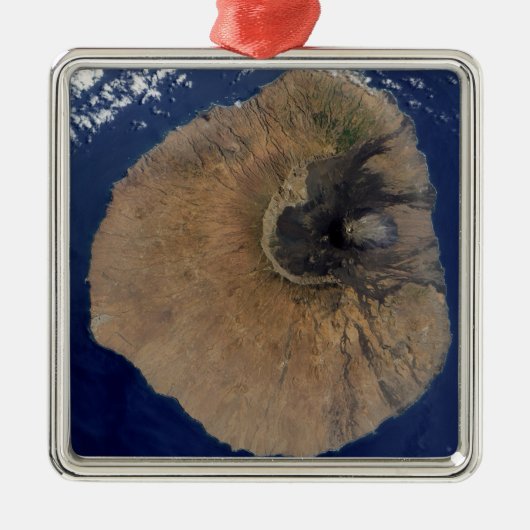 Satelliet-uitzicht van Mount Fogo Metalen Ornament (Voorkant)