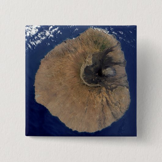 Satelliet-uitzicht van Mount Fogo Vierkante Button 5,1 Cm (Voorkant)