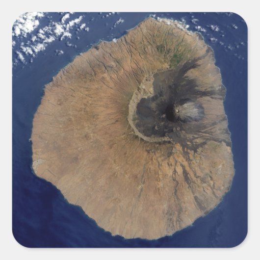 Satelliet-uitzicht van Mount Fogo Vierkante Sticker (Voorkant)