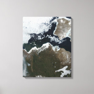 Satelliet-uitzicht van Noordwest-Canada Canvas Afdruk