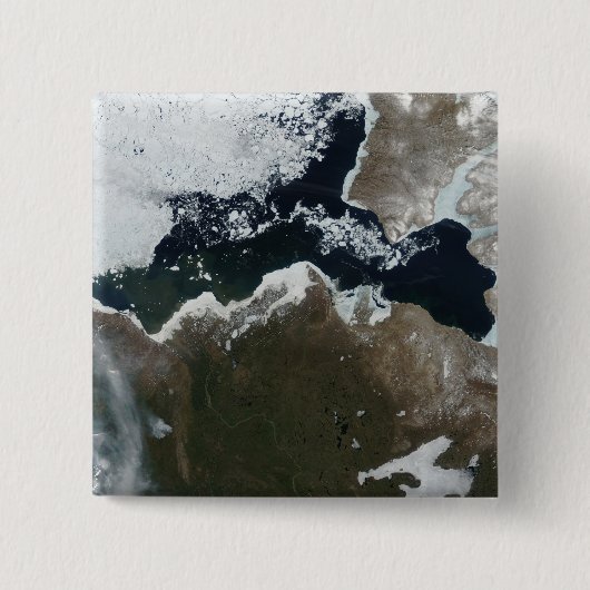 Satelliet-uitzicht van Noordwest-Canada Vierkante Button 5,1 Cm (Voorkant)