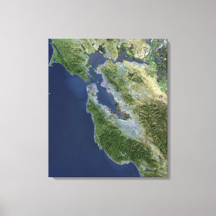 Satelliet-uitzicht van San Francisco, Californië Canvas Afdruk
