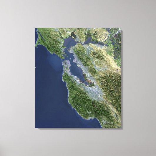 Satelliet-uitzicht van San Francisco, Californië Canvas Afdruk (Voorkant)