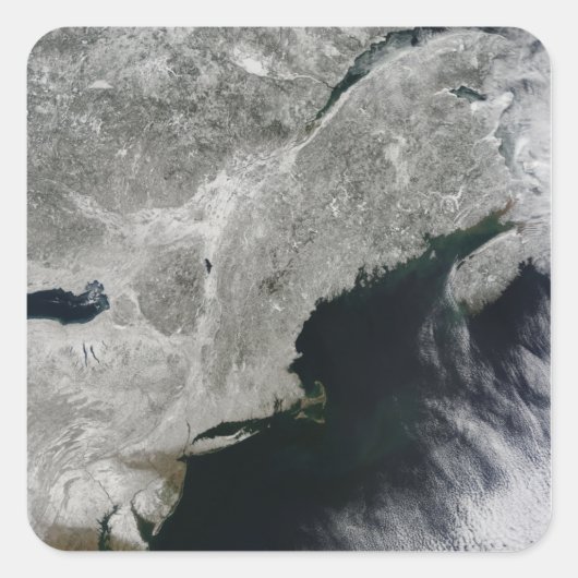 Satelliet-uitzicht van sneeuw vierkante sticker (Voorkant)