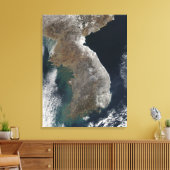 Satelliet-uitzicht van sneeuwval canvas afdruk (Insitu (Woonkamer))