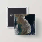 Satelliet-uitzicht van sneeuwval vierkante button 5,1 cm (Voorkant /achterkant)