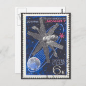 Satelliet van de Sovjet-Molniya-communiqués van de Briefkaart (Voorkant / Achterkant)