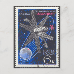 Satelliet van de Sovjet-Molniya-communiqués van de Briefkaart