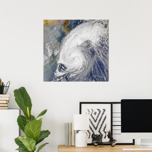 Satellietafbeelding van een tyfoon poster (Thuiskantoor)