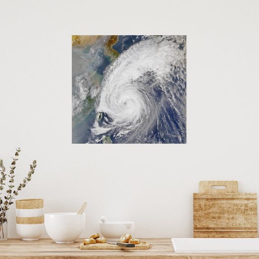 Satellietafbeelding van een tyfoon poster (Keuken)