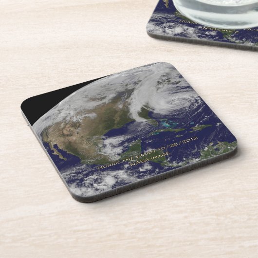Satellietbeeld van orkaan Sandy Drankjes Onderzetter (Linkerzijde)