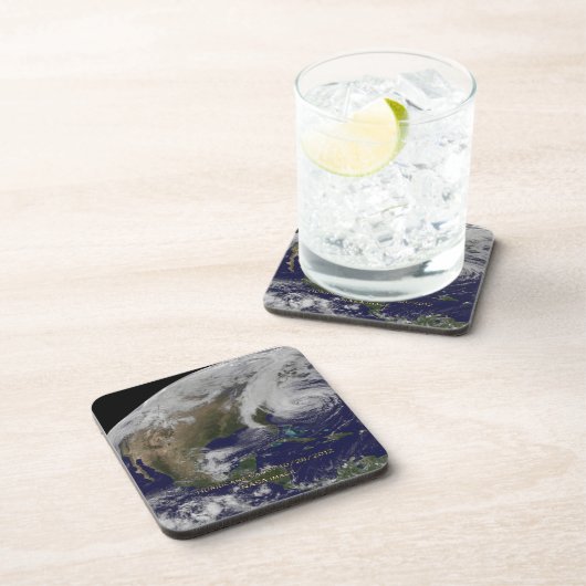 Satellietbeeld van orkaan Sandy Drankjes Onderzetter (Rechterzijde)