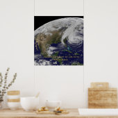 Satellietbeeld van orkaan Sandy Poster (Keuken)