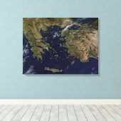 Satellietcentrum uitzicht van Griekenland en Turki Canvas Afdruk (Insitu (Houten vloer))