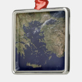 Satellietcentrum uitzicht van Griekenland en Turki Metalen Ornament (Links)