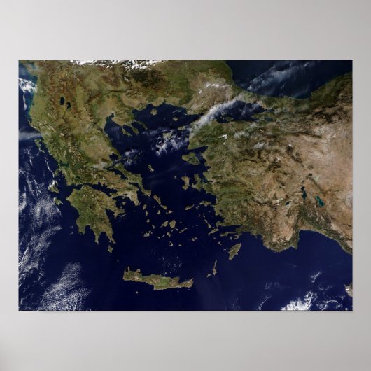 Satellietcentrum uitzicht van Griekenland en Turki Poster (Voorkant)
