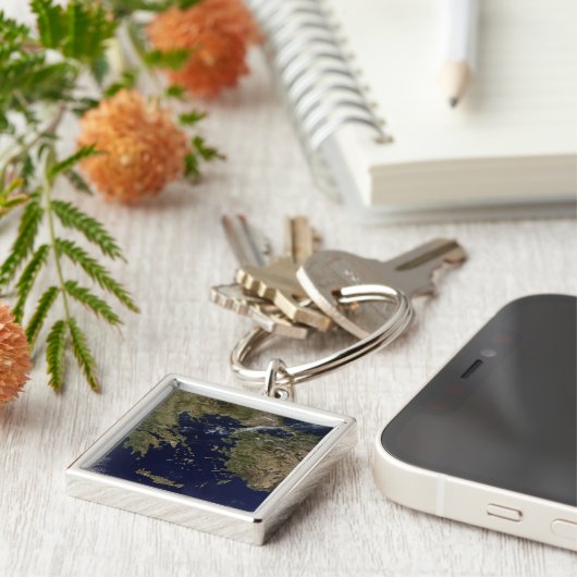 Satellietcentrum uitzicht van Griekenland en Turki Sleutelhanger (Zijkant)