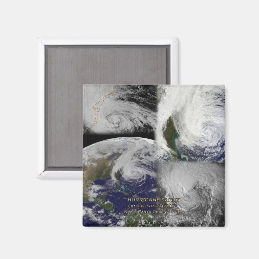 Satellietcollage Uitzicht van orkaan Sandy Magneet (Voorkant / Achterkant)