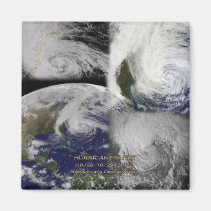 Satellietcollage Uitzicht van orkaan Sandy Magneet