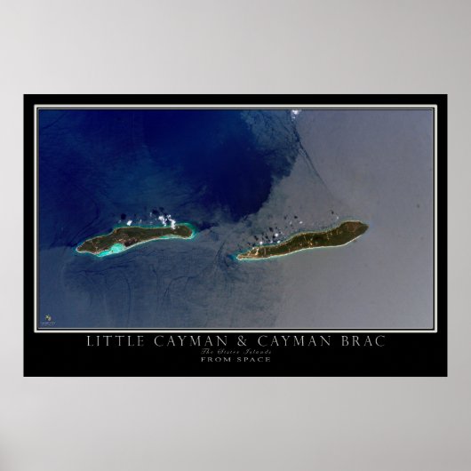 Satellietkaart van de kleine Cayman- en Caymaneila Poster (Voorkant)