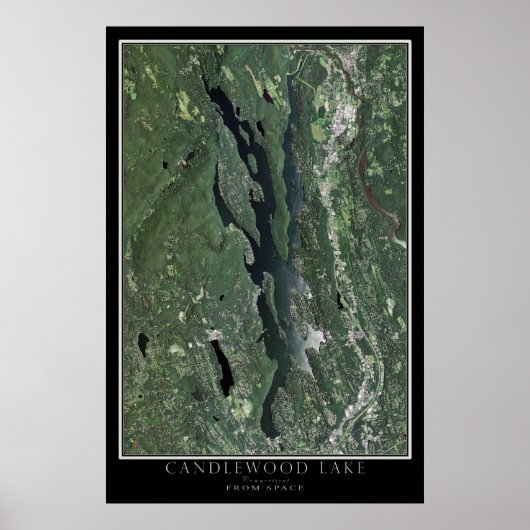 Satellietkaart van het Connecticut-meer van Candle Poster (Voorkant)