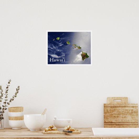 Satellietsatelliet Uitzicht van de Hawaiiaanse eil Poster (Keuken)