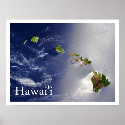 Satellietsatelliet Uitzicht van de Hawaiiaanse eil Poster (Voorkant)